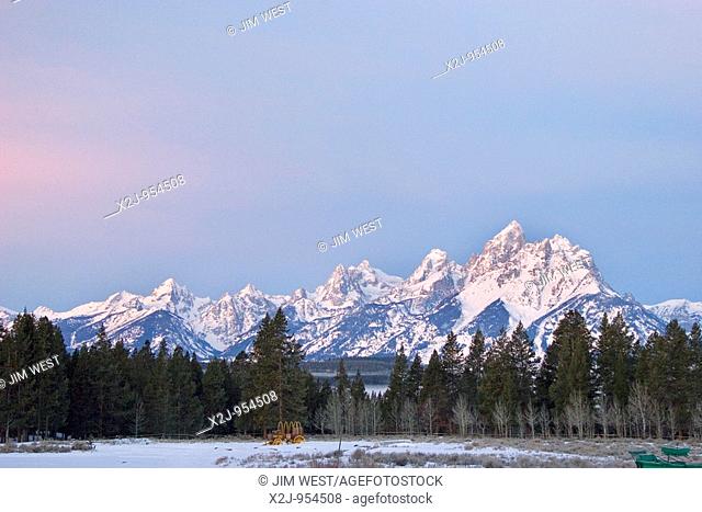 Moose, Wyoming - The Teton range from the Triangle X Ranch, a guest ranch in Grand Teton National Park