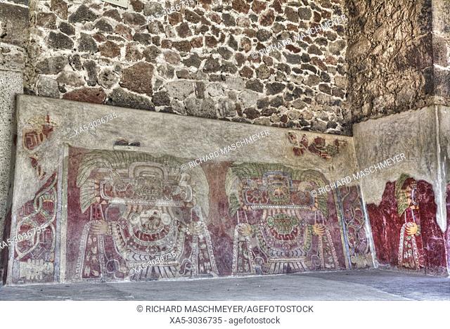 Wall Mural of the Jade Goddess (or Thaloc), Palace of Tetitla, Teotihuacan Archaeological Zone, State of Mexico, Mexico