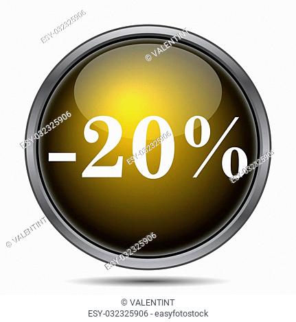 20 percent discount icon. Internet button on white background