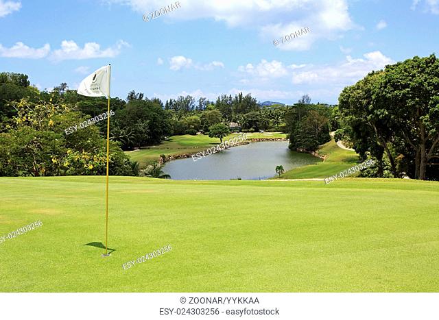 Lake on golf course at the Constance Lemuria Resort