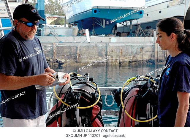 Astronautaquanaut Nicole P. Stott, one of four crew members taking part in the 17-day NASA Extreme Environment Mission Operations (NEEMO) project from the...