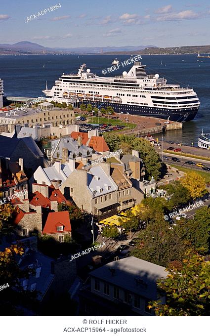 Vieux Port seen from Terrasse Dufferin, Dufferin Terrace, in Old Quebec, Quebec City, Quebec, Canada. UNESCO World Heritage Site