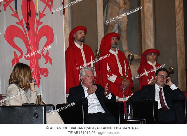 Actor Richard Gere, Mayor of Florence Dario Nardella during the ceremony, Florence- ITALY-14-10-2019