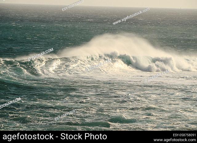 Big Blue Wave Breaks in the Atlantic Ocean