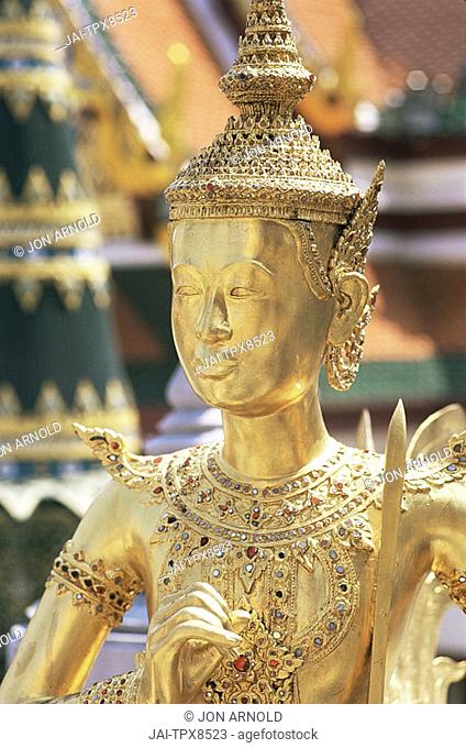 Thailand, Bangkok, Wat Phra Kaeo, Grand Palace, Kinnari Statue in Wat Phra Kaeo