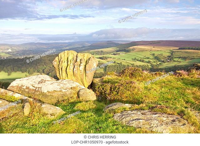 England, Derbyshire, Carhead Rocks, The Knuckle Stone on Carhead Rocks below Stanage Edge in the Peak District National Park
