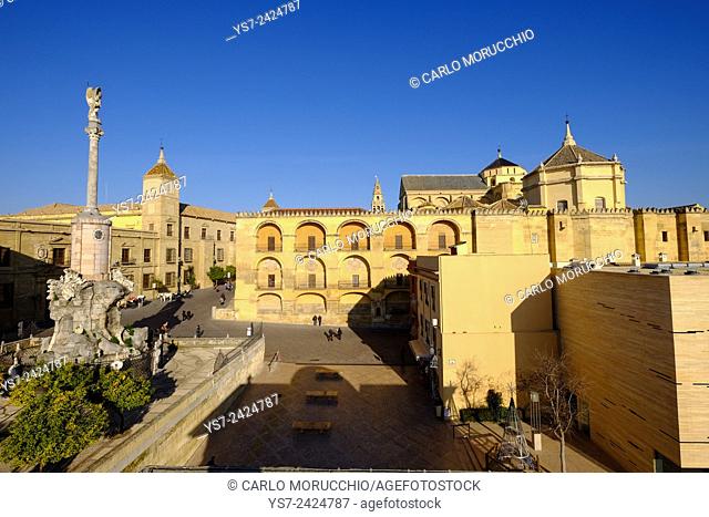 Triunfo de San Rafael, The Mezquita and in the backyard the Palacio de Congresos y Exposiciones, Cordoba, Andalucia, Spain, Europe