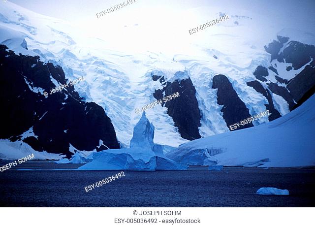 Glaciers and icebergs in Errera Channel at Culverville Island, Antarctica