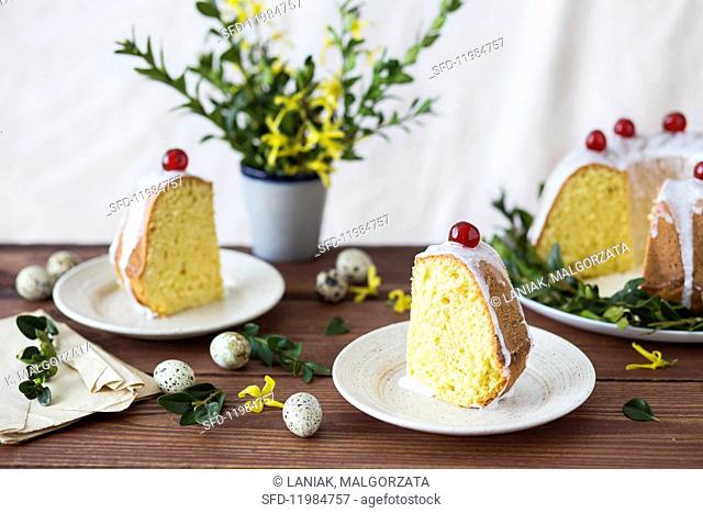 Polish Easter cake with white icing