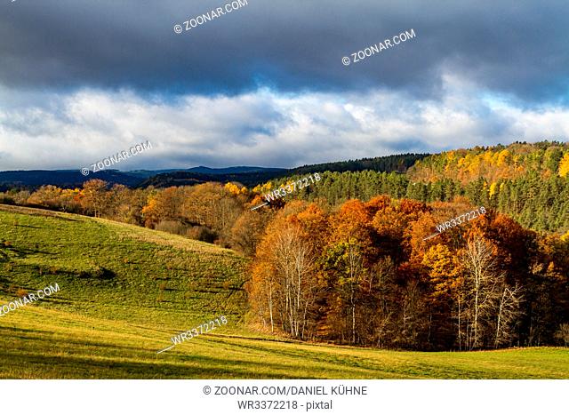 Blick über den Thüringer Wald im Herbst goldener Oktober