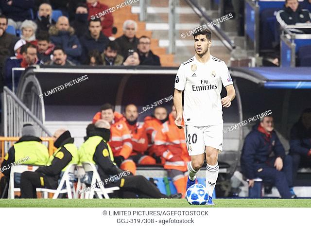 Marco Asensio (midfielder; Real Madrid) in action during the UEFA Champions League match between Real Madrid and PFC CSKA Moscva at Santiago Bernabeu on...