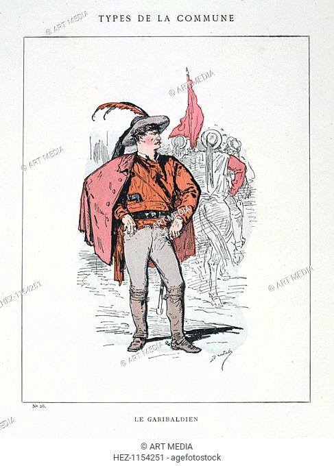 'Le Garibaldien', Paris Commune, 1871. Cartoon from a series titled Types de la Commune. The Paris Commune was established when the citizens of Paris
