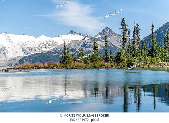 Garibaldi Lake, Turquoise Mountain Lake, Reflection of a Mountain Range, Guard Mountain and Deception Peak, Glacier, Garibaldi Provincial Park, British Columbia