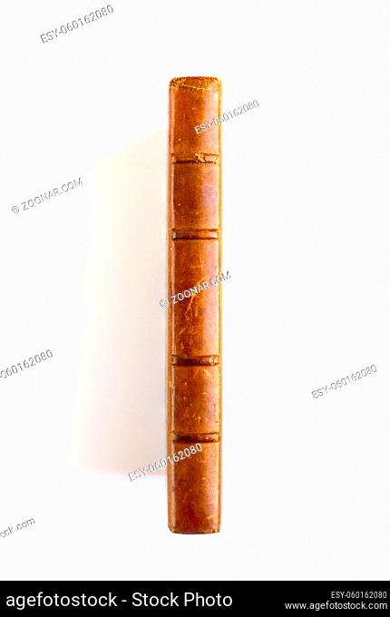 Old vintage book spine isolated on white background