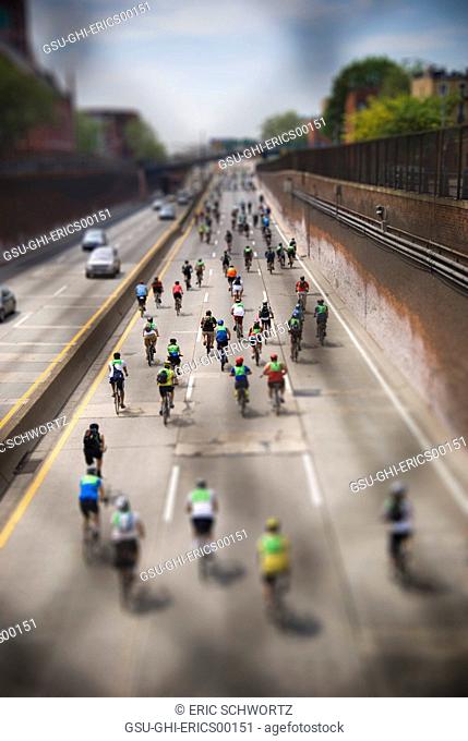Bicycle Race on Brooklyn-Queens Expressway