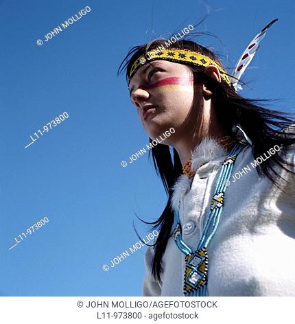 Indigenous woman, america; looking off
