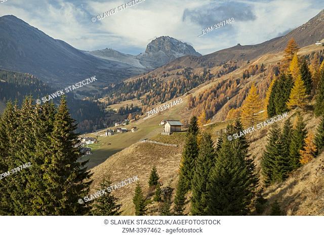 Autumn morning in the Dolomites near Cortina d'Ampezzo, Veneto, Italy