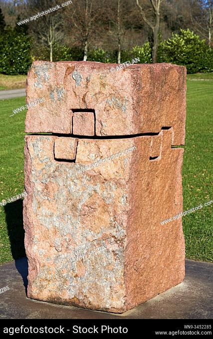 """Listening to the Stone IV, Granite"", 1996, Eduardo Chillida (1924-2002), Chillida Leku Museoa, Donostia, San Sebastian, Basque Country, Spain