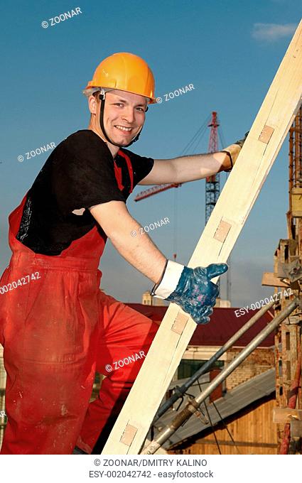 builder at construction site