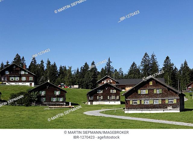 Meierei holiday village in Boedele, Bregenz Forest, Bregenzerwald, Vorarlberg, Austria, Europe