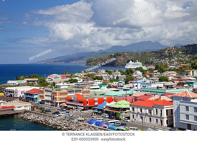 The Caribbean village and port of Roseau, Dominica, West Indies