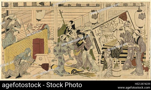 House cleaning in preparation for the New Year, Japan, c. 1797/99. Creator: Kitagawa Utamaro