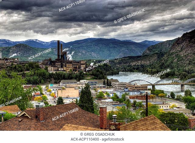 TECK smelter with city of Trail, BC in the foreground, Kootenay region, BC, Canada