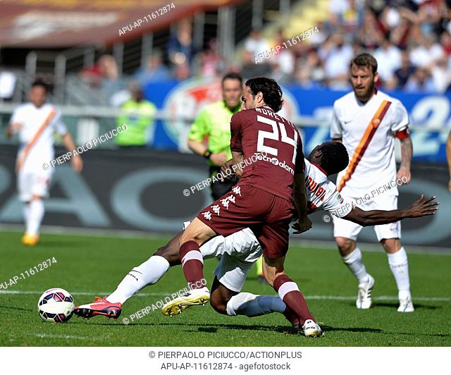 2015 Serie A Football Torino v Roma Apr 12th. 12.04.2015. Turin, Italy. Serie A Football. Torino versus Roma.Juan Iturbe falls into box after contact with...
