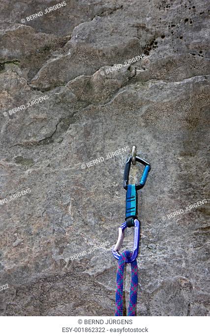climbing gear at the rock