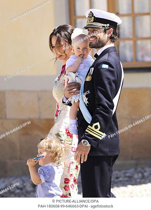 Prince Carl Philip and Princess Sofia, Prince Alexander and Prince Gabriel of Sweden posing for the press, on June 8, 2018