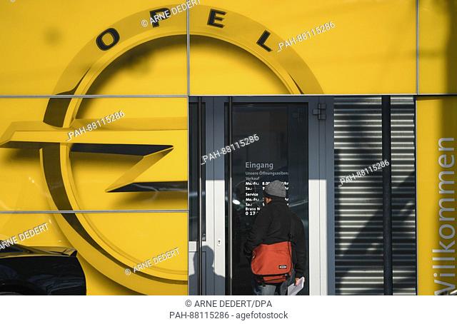 The Opel logo adorns an Opel branch in Frankfurt am Main,  Germany, 15 February 2017. The US parent company of the car manufacturer Opel, General Motors