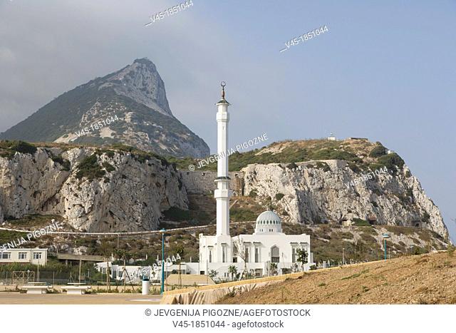 The Ibrahim al Ibrahim Mosque, the King Fahd bin Abdulaziz al Saud Mosque, the Mosque of the Custodian of the Two Holy Mosques against Rock of Gibraltar
