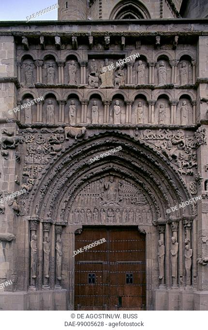 Entrance to the Collegiate Church of St Mary Royal, Sanguesa, Navarra. Spain, 12th-14th century