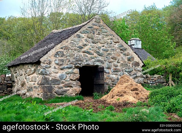 CARDIFF, UK - APRIL 27 : Stone Barn at St Fagans National Museum of History in Cardiff on April 27, 2019