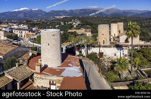 Historic 18th century mills of Les Comunes, , Molins de Buger, Búger, Majorca, Balearic Islands, Spain