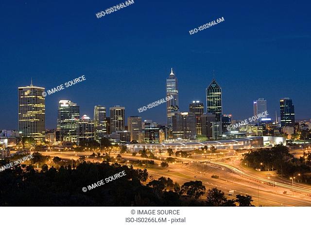 Perths skyline at night