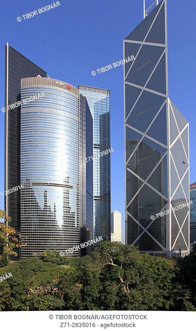 China, Hong Kong, ICBC and Bank of China Buildings, Hong Kong Park,