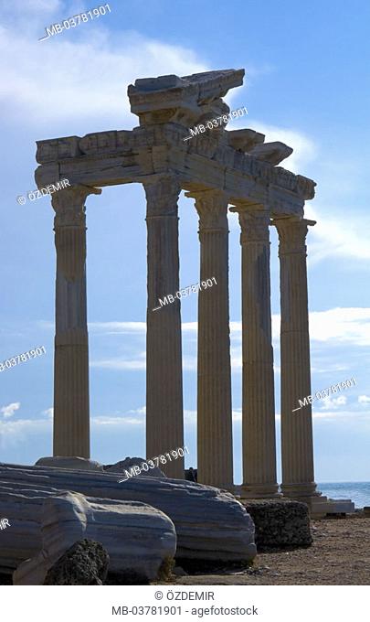 Turkey, Side, Apollon-Tempel,  Columns, ruins,  South Turkey, Turkish Riviera sight culture construction antiquity, antique, historically, architecture