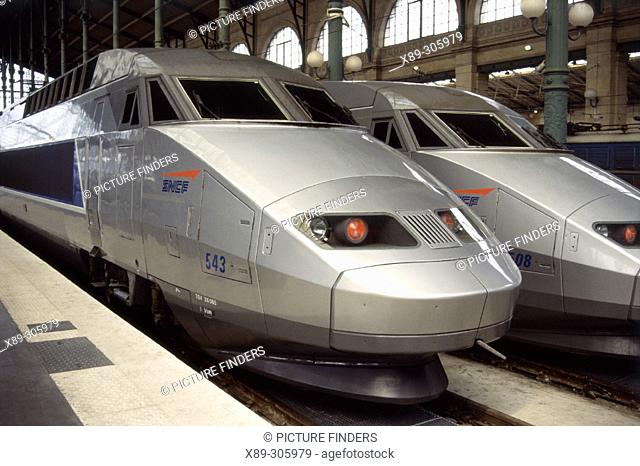 SNCF high-speed train at Gare du Lyon. Paris. France
