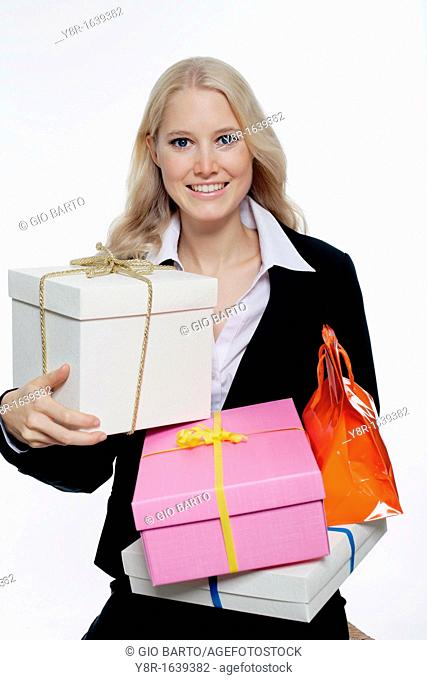 woman with gifts