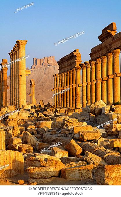The Colonnaded Street and the Arab Castle, Palmyra, Syria