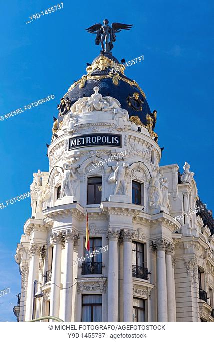 Metropolis Building, Calle de Alcalá and Gran vía, Madrid, Spain
