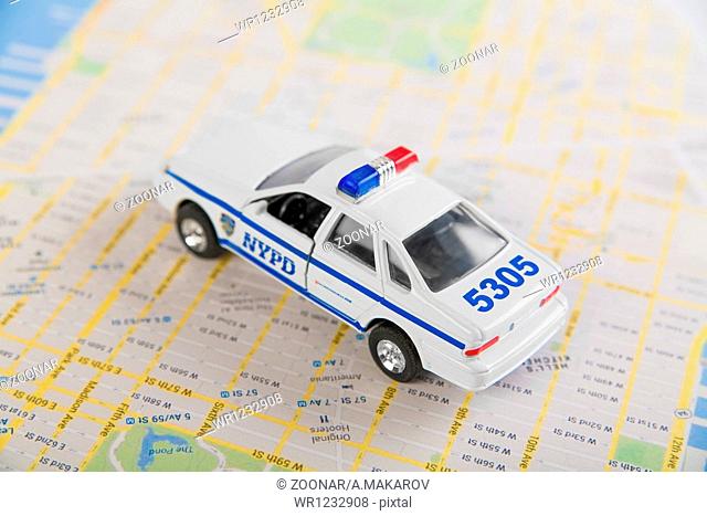 NYPD car and road map