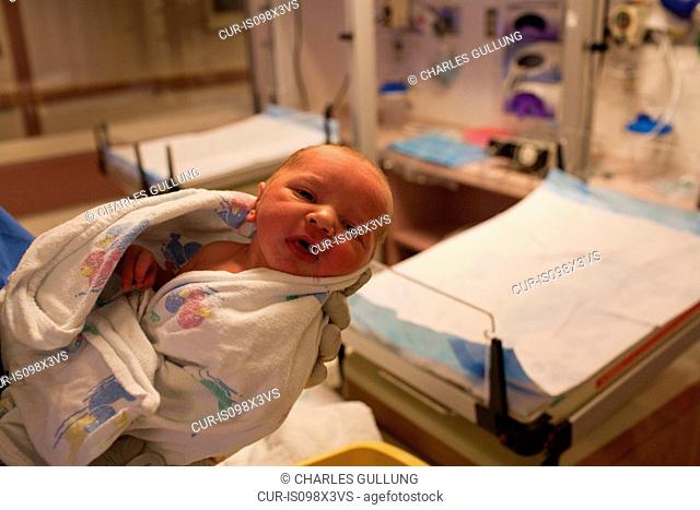 Newborn baby boy in hospital