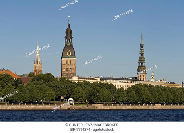 Left to right, Reformation Church, Dome Cathedral, St. Peter's Church, Riga, Latvia, Baltic States