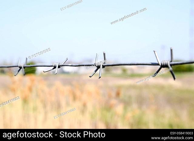Barbed wire. Barbed wire fencing. The constraint symbol