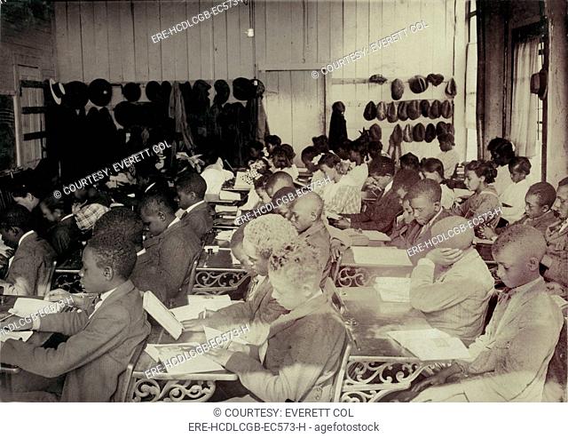 African American High School, original caption: '75 Sixth Grade children colored crowded into 1 small room in an old store building near Negro High School