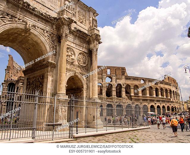 Arch of Constantine is a triumphal arch in Rome, situated between the Colosseum and the Palatine Hill