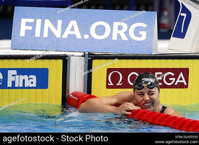 Belgian Valentine Dumont pictured during the women's 200m freestyle at the swimming world championships in Budapest, Hungary, Sunday 19 June 2022