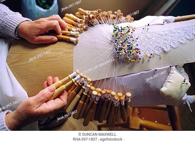 Making bobbin lace, Camarinas is a famous lace making village, the lace makers are called Palilleiras